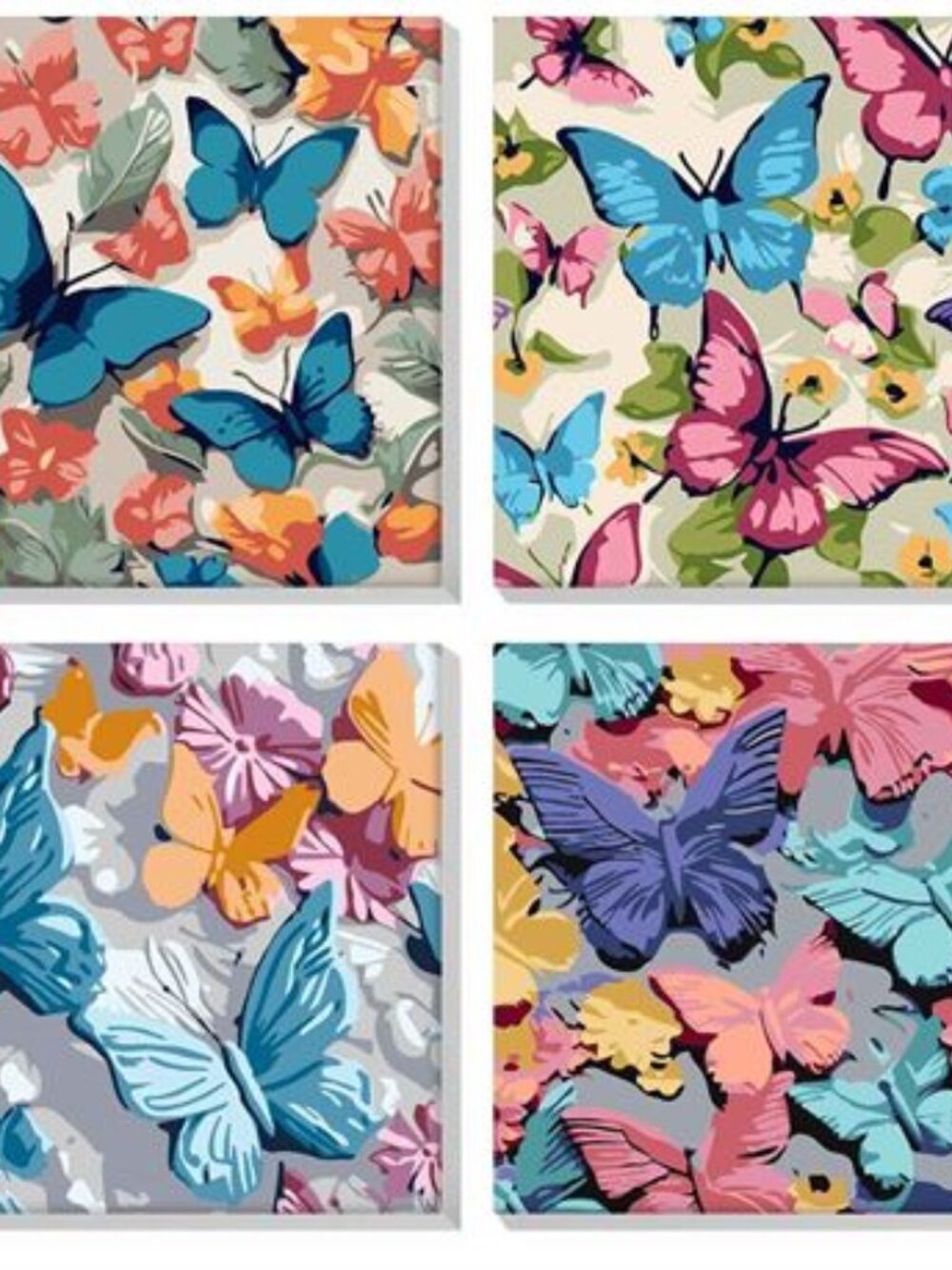 NEW 4 Pack Butterfly Paint by Numbers Kit, 8x8in